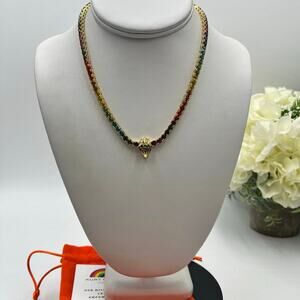 Kurt Geiger London Eagle‎ Head Multicolor Rainbow Glass Crystal Necklace New
